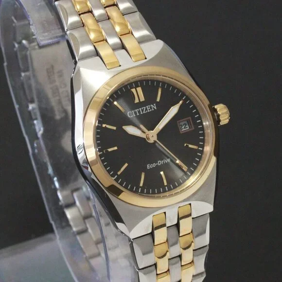 Citizen Eco Drive Ladies Corso Two Tone Black Dial 28mm